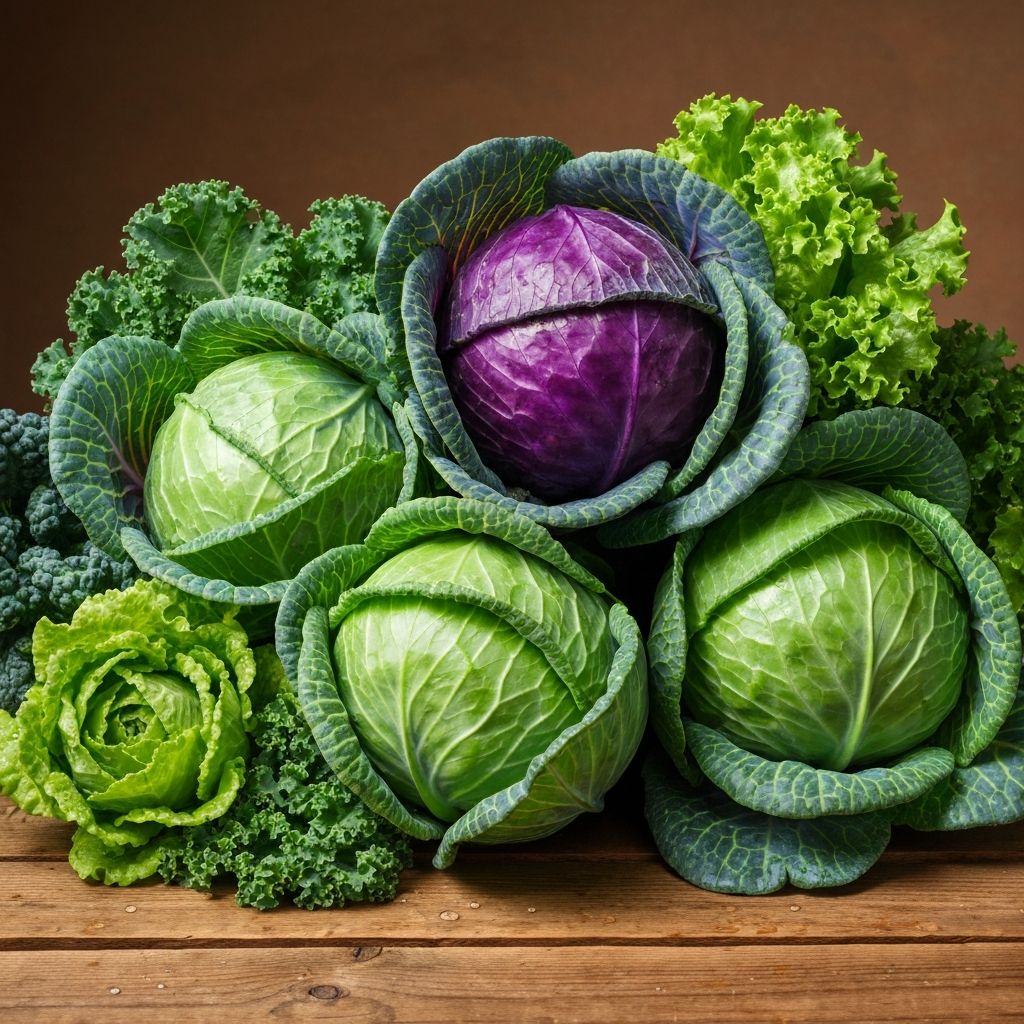 Fresh green and purple cabbage